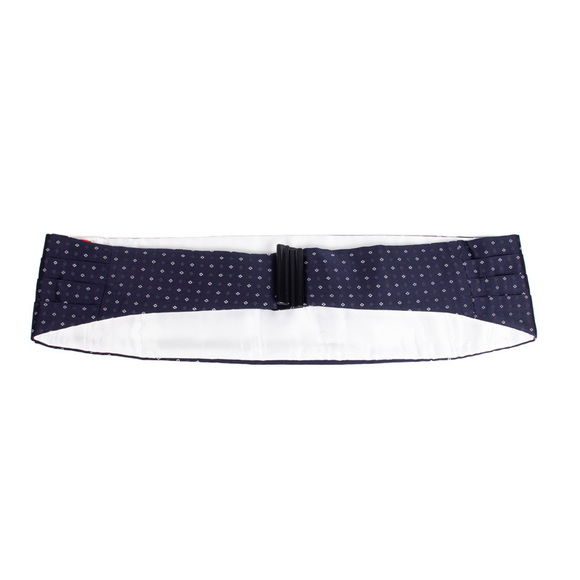 TINO COSMA NAVY BLUE & WHITE SMOKING BELT-CUMMERBUND | MENS SIZE L - Picture 2 of 4